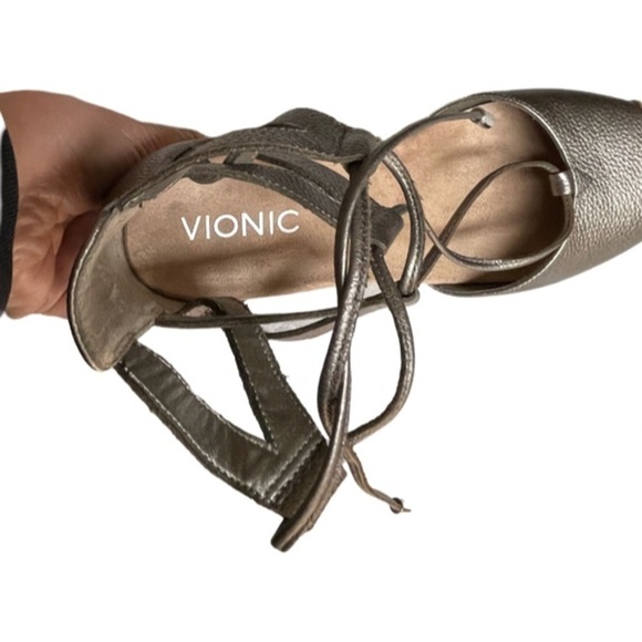 Vionic Women’s Aruba Calypso Lace Up Wedges Color Pewter Size 7 - Picture 11 of 11